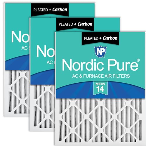 Nordic Pure 20x20x2 Pleated MERV 14 Plus Carbon Air Filters 3 Pack - style: MERV 14 + Carbon