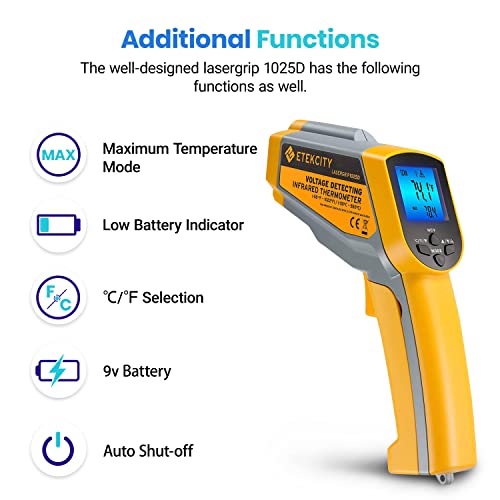 Etekcity Dual Laser Infrared Thermometer Temperature Gun, -58°F ~1022°F - color: Yellow 2 Laser, style: Classic