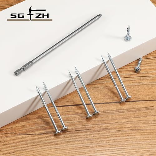 Pocket Hole Screws #8 x 2-1/2" (206Pcs) 2lb. Carbon Steel, Zinc Plated, Washer Head, Coarse Thread, Square Drive,150MM Drive Bit Included - color: Zinc Plated, size: #8 x 2-1/2"