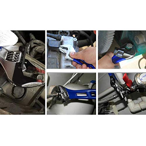 Large Opening Adjustable Wrench Spanner with Short Handle 4'' 5'' 6'' 8"(4''+5''+6''+8", blue) - size: 4"+5"+6"+8"