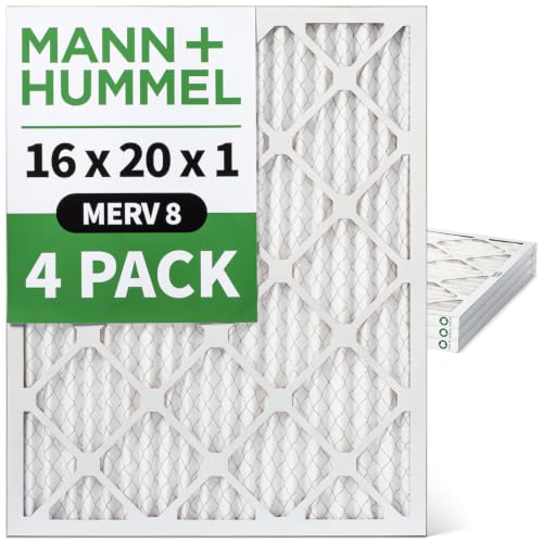 MANN+HUMMEL 16x20x1 MERV 8 Pleated 1" AC Furnace Air Filter. 4 Pack - style: 16 x 20 x 1