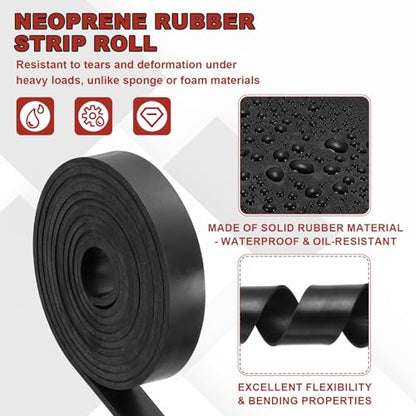 PATIKIL Neoprene Rubber Strips 1" Wide x 1/8" Thick x 10' Long, Solid Rubber Roll Pad Insulation for DIY Gasket Material, Sealing, Liner, Padding, Mat - size: 1" x 1/8" x 10'