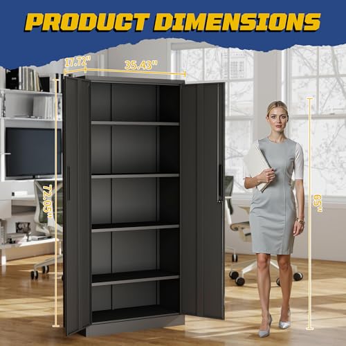 Metal Garage Storage Cabinet, 72" Steel Tool Cabinets with Lock - size: H72"