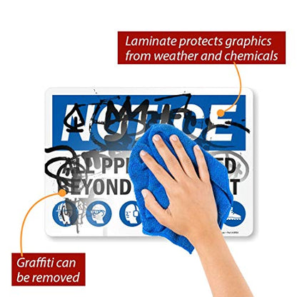 SmartSign "Notice - All PPE Required Beyond This Point" Label | 10" x 14" Laminated Vinyl Sticker, Made in USA - color: 10" x 14" Vinyl Label