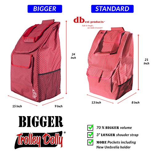dbest products Bigger Trolley Dolly, Red Pin Dot Shopping Grocery Foldable Cart - color: Red Pin Dot