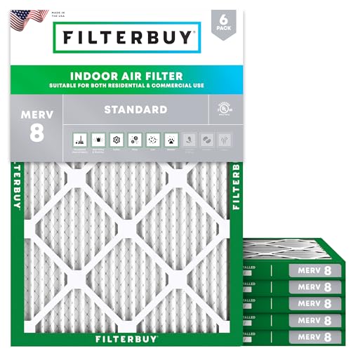 Filterbuy 8x14x1 Air Filter MERV 8 Dust & Allergy Defense (6-Pack) - size: 8x14x1