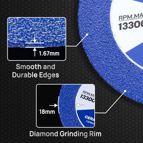4-1/2 Inch Diamond Saw Blades for Angle Grinder, Tile Cutting Wheel 3Pcs - color: Blue
