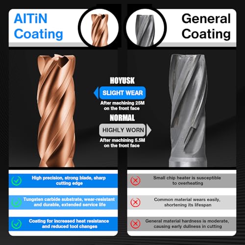 3/8" Carbide End Mills - 4 Flute Square End Mill with AlTiN Coating, HRC 55 Deg, 4T Tungsten Milling Bits for Stainless Steel, Hardened Steel, Cast Iron, Copper, Alloys & More - size: 3/8 in