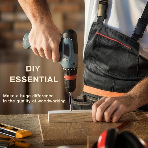 Countersink Drill Bit Set for Wood, 5 Pcs, Adjustable Depth Stop