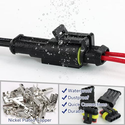 355Pcs 26 Sets Waterproof Automotive Wire Connectors with Ratchet Open Crimping Tool - 1/2/3/4 Pin Connectors Male and Female for Cars Motorcycles & Boats - 22-16 AWG