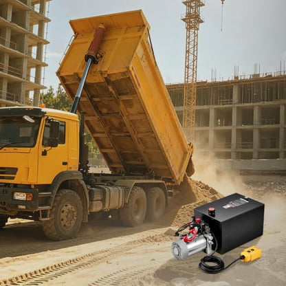 VEVOR 10 Quart Hydraulic Pump DC 12V 1.6KW Double Acting Dump Trailer Pump - size: 10 Quart, style: Double Acting