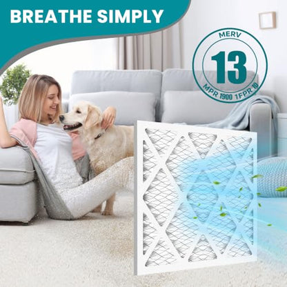 12x24x1 MERV 13 (6-Pack) Pleated Air Filter (Actual Size: 11.75" x 23.75" x 0.75") MPR 1900 & FPR 10, Furnace Air Filters - size: 12x24x1 6-Pack