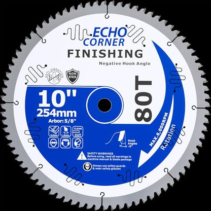 10" Fine Finish Sliding Compound/Radial Arm Saw Blade, Negative(-5°) 80T - style: Sliding Compound