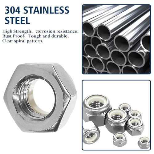 SAE Lock Nut Assortment Kit 113Pcs, #6-1/2 Stainless Locking Nut - size: SAE Locknuts, 113 Pcs