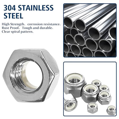 SAE Lock Nut Assortment Kit 113Pcs, #6-1/2 Stainless Locking Nut - size: SAE Locknuts, 113 Pcs