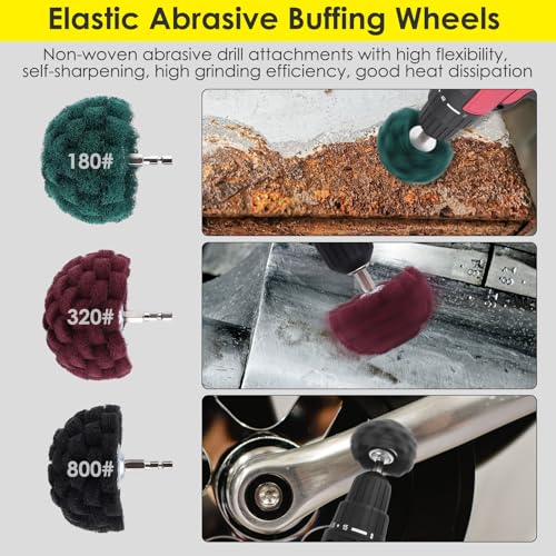 9 PCS Non Woven Abrasive Buffing Polishing Wheel Drill Attachment Set