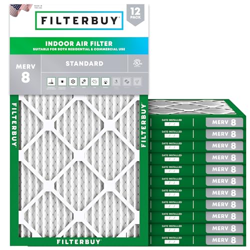 Filterbuy 10x18x1 Air Filter MERV 8 Dust & Allergy Defense (12-Pack) - size: 10x18x1