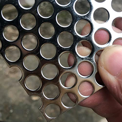 19 Gauge Perforated Metal Sheets 15.7"x7.8" Expanded Metal Mesh Opening 40% Hole 8mm 0.32"(About 1/3") Perforated Stainless Steel Sheet 304 Stainless Steel Mesh Screen Panel Decorati Plate - size: 15.7" X 7.8"