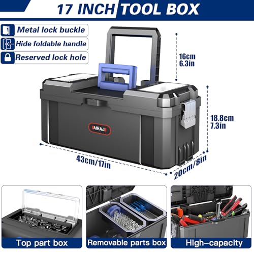 AIRAJ 3 In 1 Rolling Tool Box with Wheels, Stackable Tool Box,17 +19 +21 In