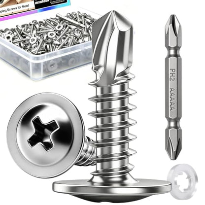 mxuteuk 420PCS #10×1/2" Self Drilling Screws, 410 Stainless Steel - size: SV #10×1/2"