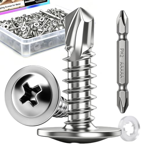 mxuteuk 420PCS #10×1/2" Self Drilling Screws, 410 Stainless Steel - size: SV #10×1/2"