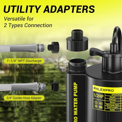 1/2HP Automatic Submersible Sump Pump, 5300 GPH Water Pump - color: Black-yellow
