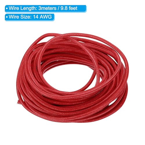 PATIKIL 9.8Ft 14AWG Electronic Wire, -30 to 200 Degrees Celsius Insulated High Temperature Resistant Electrical Flexible Silicone Cable for Lamp Boiler Heater, Red - color: Red, size: 14AWG