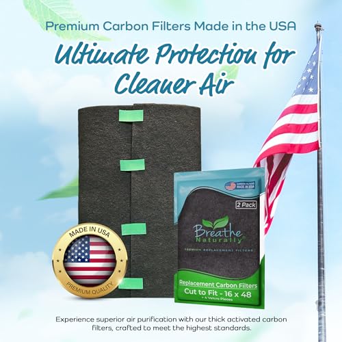 Breathe Naturally Universal Cut To Fit Activated Carbon Air Filter - Replacement Charcoal Air Filters - Carbon Filter Sheet for Air Purifier, Vent Filters & More - Made in USA (Pack of 2, 16x48) - size: 2 Pack, style: 16x48