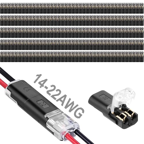 AITRIP 200PCS Double-Wire Plug-in Connector led Light Strip connectors 2 pin,Double-Wire Quick Disconnect Secure Connectors with Locking Buckle, No Strip/Solder for LED Lights, DIY Projects - color: 200PCS