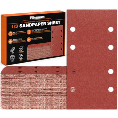 80 PCS 1/3 Sandpaper Sheets 150 Grit 8 Hole - color: GRIT 150