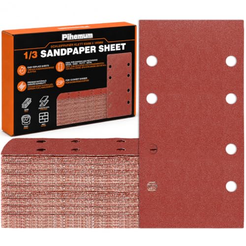 80 PCS 1/3 Sandpaper Sheets 150 Grit 8 Hole - color: GRIT 150