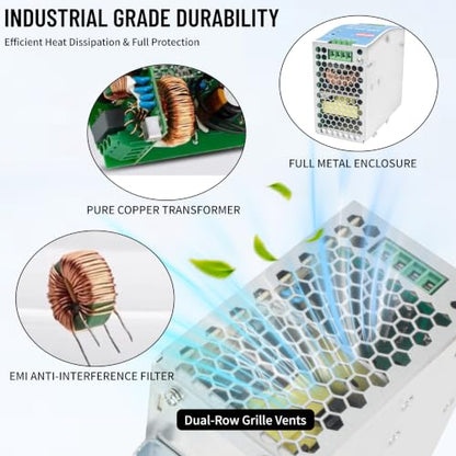 CNCTOPBAOS NDR 240W 24V DC 10A Industrial DIN Rail Switching Power Supply - style: NDR-240-24