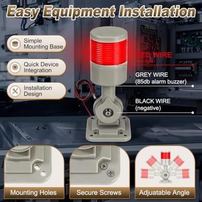 6 Pack 12-24V LED Stack Tower Lights with Buzzer, 1 Layer