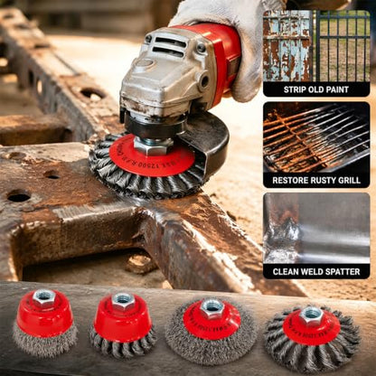 HOMO FABER 12 Pack Wire Wheel Brushes for Angle Grinder, 4-1/2", 5/8"-11