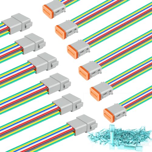 6 Kit Deutsch DT 12 pin Grey Male Female Wiring Harness, 16 AWG - color: Grey 12Pin, size: 6Set