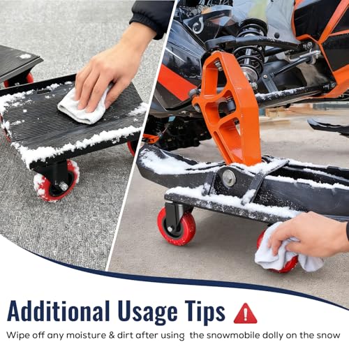 Snowmobile Dolly Heavy Duty with 3 Inch Caster Wheels V-Slide Steel Dollies