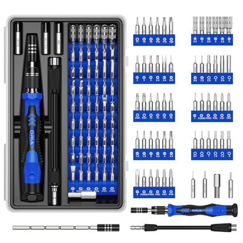ORIA Precision Screwdriver Set, 61 in 1 Small Screwdriver Set with 57 Precision Bits, Portable Repair Tool Kit, Magnetic Screw Driver Kit with Extension Rod for Smartphone, PC, Watch,Toys, Blue - color: Blue
