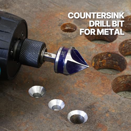1/4'' to 3/4'' Countersink Drill Bit Set 5PCS with 1/4" Hex Shank