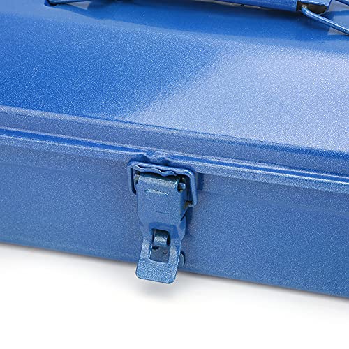 Thickened Metal Tool Box, Portable Empty Toolbox with Handle, Self Locking Buckle, Multifunction Heavy Duty Trunk Tool Storage Organizer for Home, Garage, Workshop (37 * 16 * 11 (350))