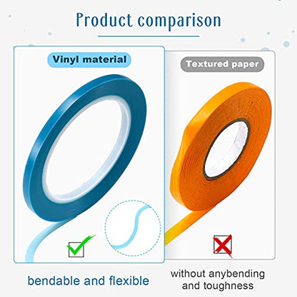 Xuniea 5 Rolls Fine Line Vinyl Tape, 1/8 Inch, Blue - color: Blue, size: 1/8 Inch
