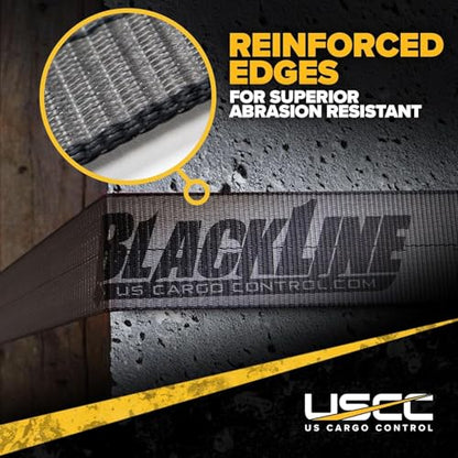 US Cargo Control Blackline Ratchet Straps Heavy Duty (4-Pack), 2 Inch x 18 Foot Black Ratchet Straps with Double J Hooks, 13,000 LBS Break Strength, Heavy Duty Tie Downs for Trucks and Trailers - size: 2" x 18' (Pack of 4)