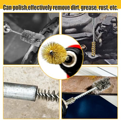 8 Pcs Bore Brush Set - 304 Stainless Steel & Brass Drill Wire