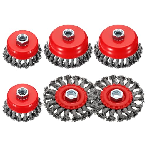 DTGN 6 Pcs Wire Wheel Cup Brush Set, 5/8"-11 Arbor(3"/4" Cup + 4" Wheel) - size: 3"/4" cup + 4" wheel