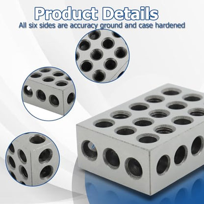 WFLNHB 1 Matched Pair Accuracy 1 x 2 x 3 Inch Blocks 23 Holes 0.0002" Machinist 1-2-3 Set - size: 1" x 2" x 3", style: 23 Holes