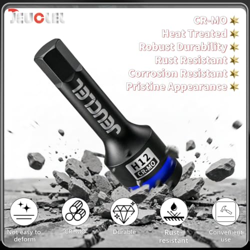 12mm Hex Impact Bit Socket, H12 1/2" Drive Allen Socket, Cr-Mo - size: 1PC | H12 12MM