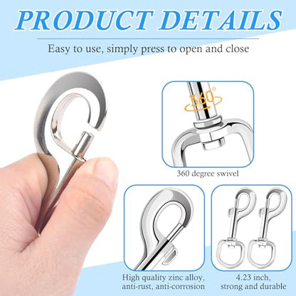 ERKOON Extra Large 4.23 Inch Swivel Eye Bolt Snap Hooks 220Lbs Load Capacity Zinc Alloy Single Ended Flag Clips Heavy Duty Trigger Bolt Hooks (2 Pack) - size: 2 Pack