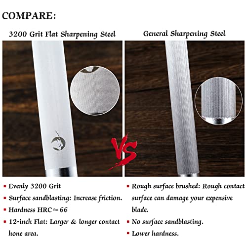 Honing Steel Knife Sharpener Steel Flat 12 IN Honing Rod for Kitchen Knives - color: Dark Flat 12-IN