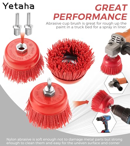 Yetaha 2Pcs 4in Nylon Abrasive Cup Brush 5/8"-11 Thread
