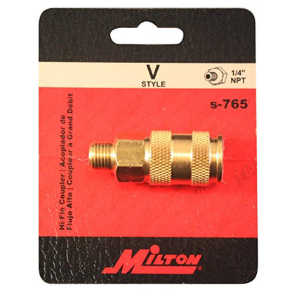 Milton Industries S-765 HI-Flo V-Style -FeetA,M,V-Feet 1/4-Inch MNPT Brass Body, Single (Pack of 2) - size: 1 Count (Pack of 2)