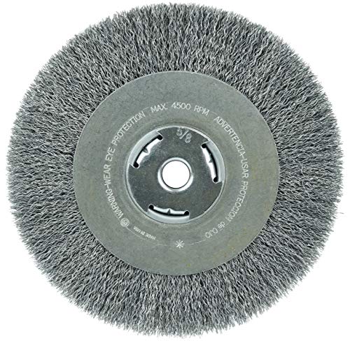 Weiler 36206 Wolverine 8" Crimped Wire Wheel, .014" Steel Fill, Wide Face, 5/8" Arbor Hole, Made in The USA - size: 8 Inch, style: 1" Face Width